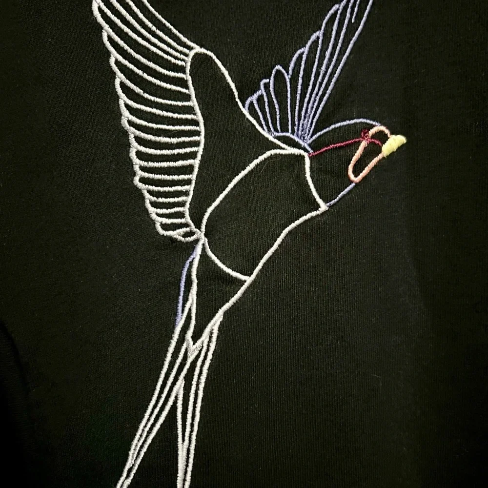 Iconic Stella McCartney Black Bird Embroidered Colorblock Sweatshirt XS IT38 - Picture 4 of 9